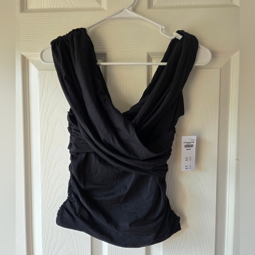 Abercrombie and Fitch Top M NWT Dark Gray/ Black Wrap Top